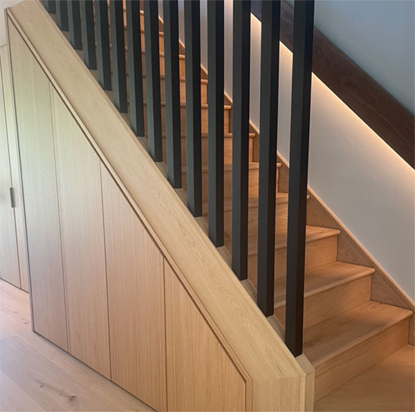 Oak flooring on staircase landing